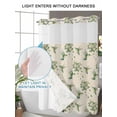 thumbnail image 6 of No Hook Shower Curtain with Snap-in Liner, Summer Botanical Waterproof Fabric Bathroom Curtains, Green Spring Floral Birds Rustic Bath Curtains & Mesh Top Window 72"x84" Long, 6 of 9