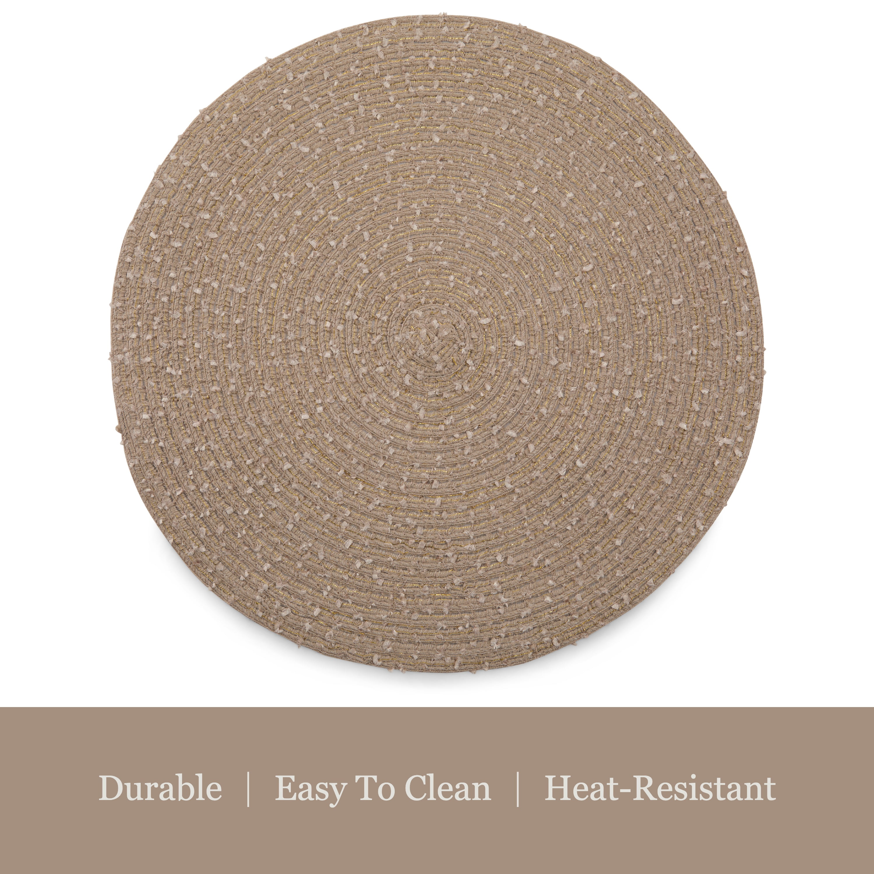 Dainty Home Set of 6 Placemats | Elegant and Durable | 15x15 in Round Woven Non-Slip Washable Place Mats | Tear-Resistant Heat | Resistant Placemats