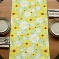 thumbnail image 5 of Table Runners 70 Inches Long Dress Scarves, Farmhouse Daisy Farmhouse Coffee/Dining/Kitchen Table Decor, Holiday Table Runner, Spring Watercolor Yellow White Floral Green 13x70 Inch, 5 of 9