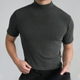 thumbnail image 2 of ZCFZJW Men's Short Sleeve Compression Shirts Turtleneck Athletic Quick Dry Base Layer Undershirt Running Workout Sports Gym Muscle Tees Top Gray M, 2 of 9