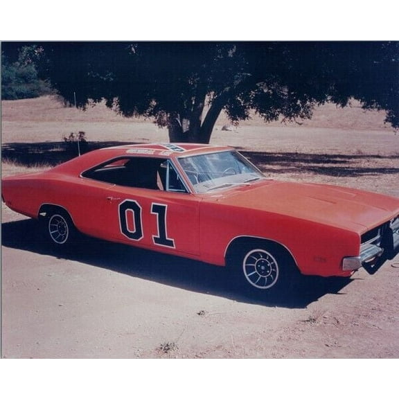 MovieMarket Dukes of Hazzard classic red General Lee Dodge Charger parked under tree 8" x 10" Poster