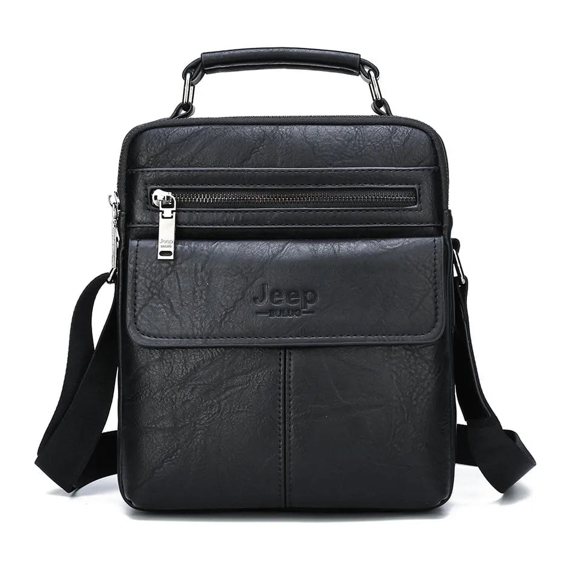 JEEP ★ Side pocket shoulder bag JEEP BULUO Men's Crossbody Shoulder Bags Split Leather