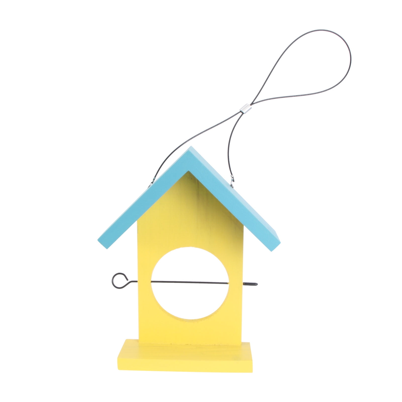 Rosarivae 1Pc Wooden House Shaped Bird Feeder Outdoor Hanging Bird