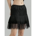 thumbnail image 3 of Women's Lace Half Slip Skirt Low Rise Pleated Ruffle LaceTrim Mini Skirt Layered Flowy Underskirt, 3 of 8