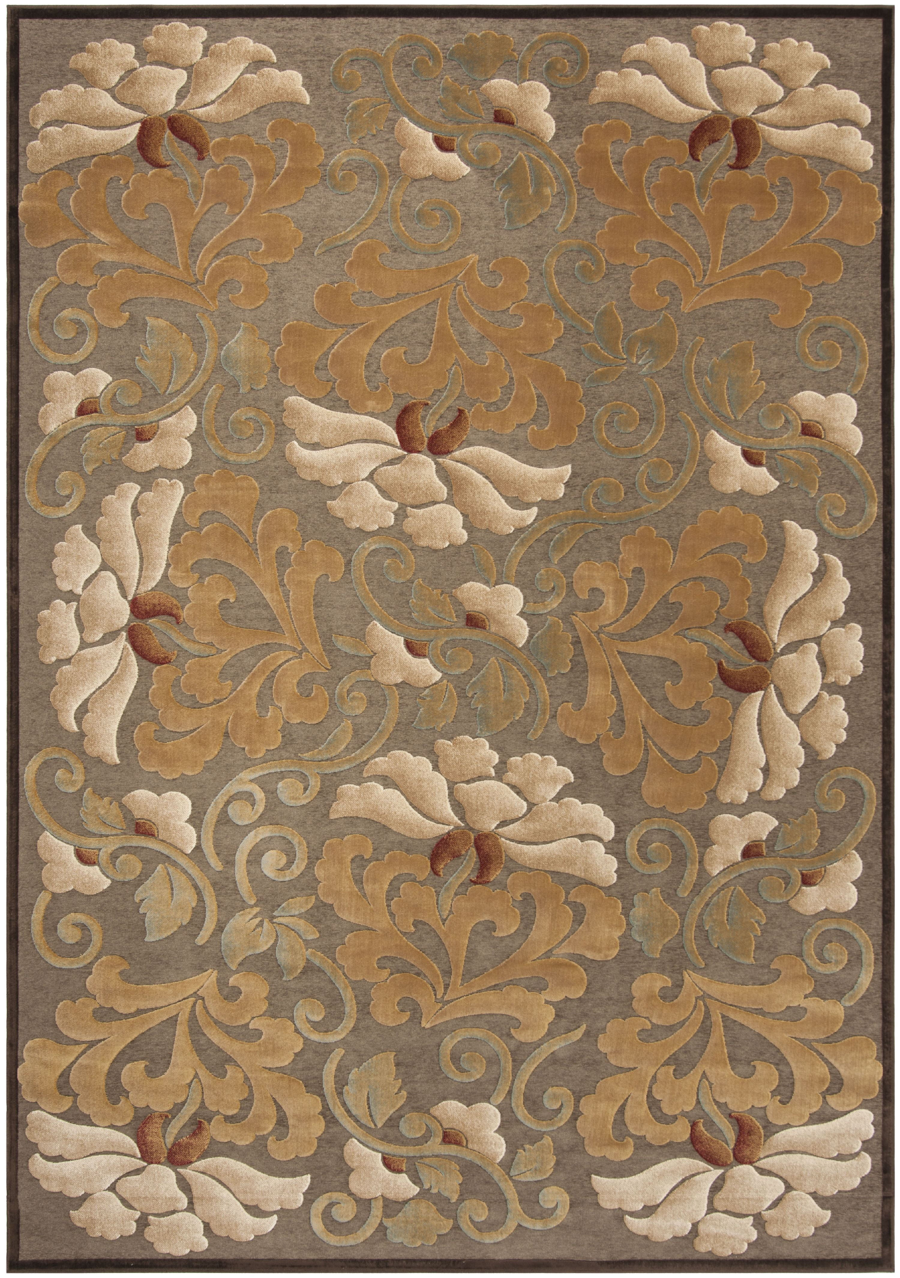 SAFAVIEH Martha Stewart Floating Dahlia Geometric Floral Area Rug, Light Brown, 4' x 5'7"