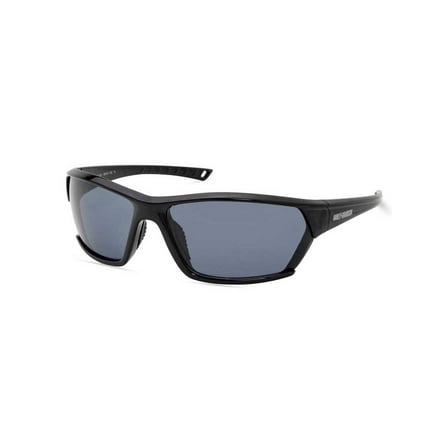 Harley-Davidson Men's Geometric Shape Sunglasses, Shiny Black Frame & Smoke Lens, Harley Davidson