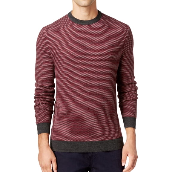Club Room Mens Geo Jacquard Pullover Sweater, Red, Big & Tall, LT