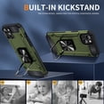 thumbnail image 6 of Sturdy 360 Rotatable Kickstand Back Case for iPhone 15, Luxury Ultra Slim Shockproof Armor Durable Heavy Duty Protective Hard Phone Case Cover for iPhone 15, Olivegreen, 6 of 7