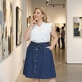 thumbnail image 2 of Agnes Orinda Women's Plus Size Outfits Fashion Tie Waist A Line Midi Denim Skirt 4X Medium Blue, 2 of 9