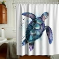 thumbnail image 2 of Funny Sea Turtle Shower Curtains Ocean Animal Cartoon Kids Theme Cloth Fabric Bathroom Decor Sets with Hooks Waterproof Washable 72W x 80H inches Teal Purple, 2 of 6