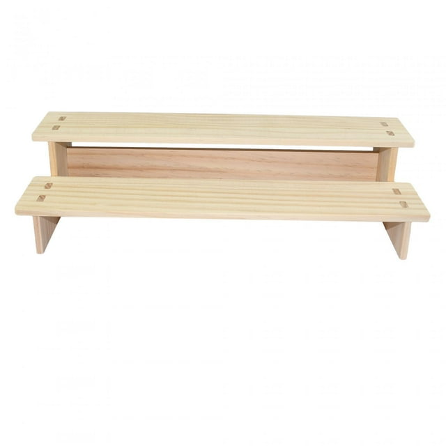 Ruiboury Wood Display Riser Stand Decor Showcase Fixtures for Sculptures Figures Home 5 Layer 40cm Brown 2 Layer 40cm