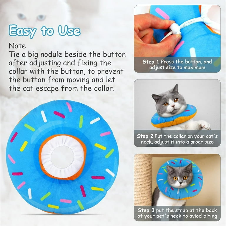 Cat Cone Collar Soft, Adjustable Cat Recovery Collar Cute Donut