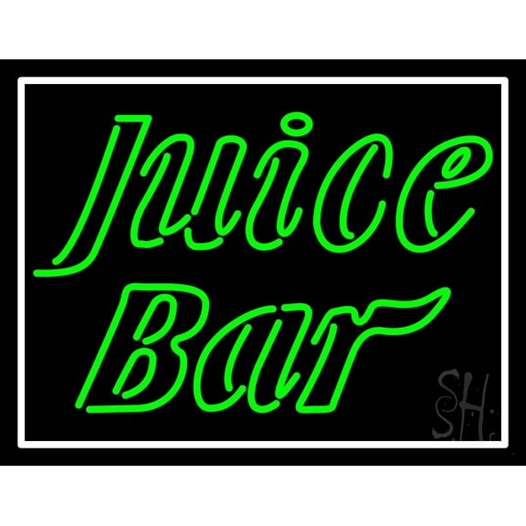Green Juice Bar LED Neon Sign 15 x 19 - inches, Clear Edge Cut Acrylic Backing, with Dimmer - Bright and Premium built indoor LED Neon Sign for Bar decor.