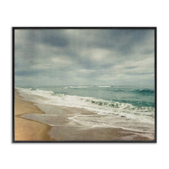 Stupell Industries Transitional Tranquil Waves Along Sandy Coast Black Framed Giclee Art, 14 x 11, by Dirk Wüstenhagen