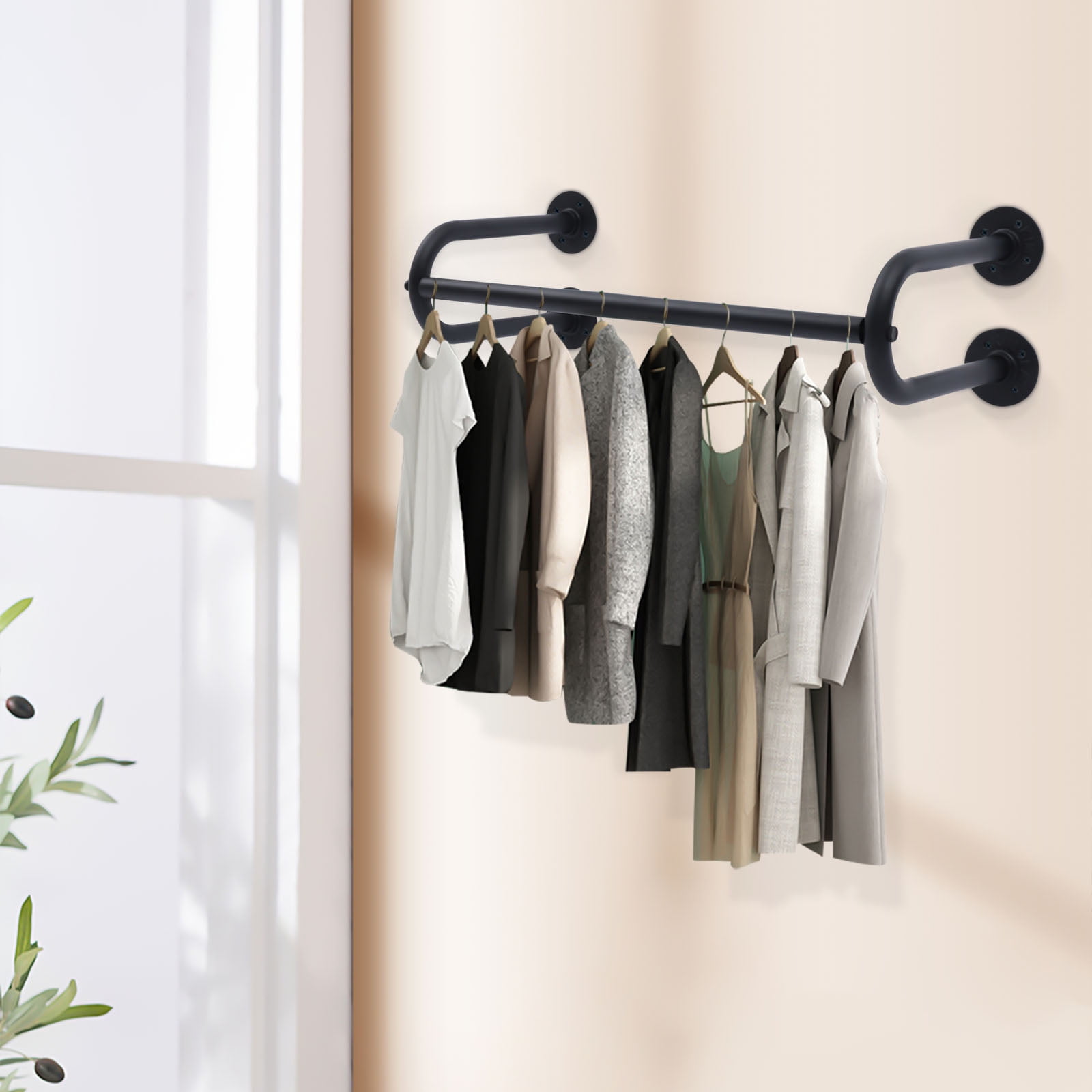 Miumaeov Wall Mounted Garment Rack 23.62 Inches Industrial Pipe ...