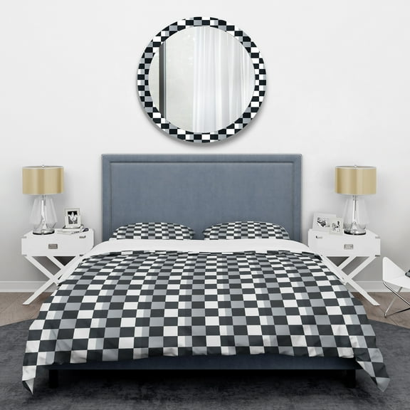 Designart 'Geometric Monochrome Pattern I' Mid-Century Modern Duvet Cover Set