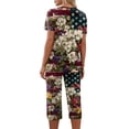 thumbnail image 6 of 4th of July Pajamas for Women Set Flag and Star Print Pullover Short Sleeve Shirts and Capri Pant Pjs Set 2 Piece Sleepwear Sets, 6 of 6