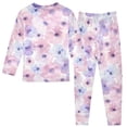 thumbnail image 2 of Dailycode Cotton Pajama Set Snug Fit Long Sleeve Top and Pants for 18M-8Y Sweet Watercolor Flower, 2 of 7