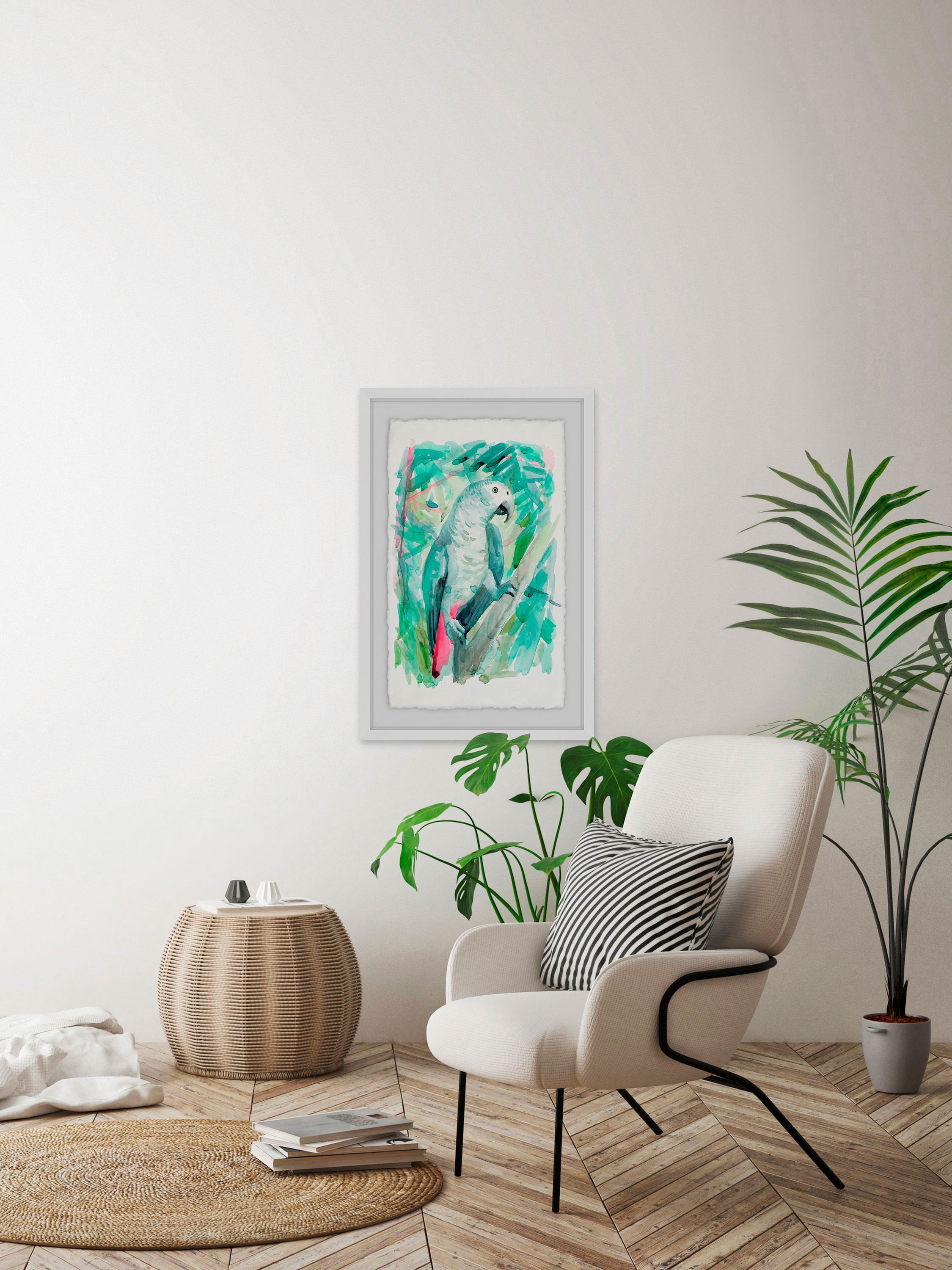 Parrot Profile Framed Painting Print