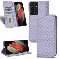 Luxury PU Leather Wallet For Galaxy S21 Ultra, Folio Premium Leather Phone Case with Kickstand Card Holder Magnetic Flip Shockproof Protective Cover for For Samsung Galaxy S21 Ultra, Purple