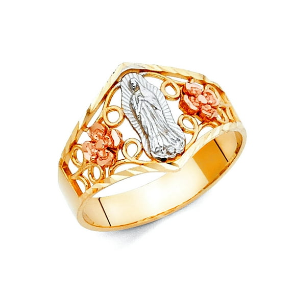 14k Yellow Gold White Gold and Rose Gold Guadalupe Ring Size 7 Ring for Women - 2.8 Grams