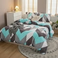 thumbnail image 6 of Move Over Teal Plaid Bedding Sets King Geometric Duvet Cover Set Chevron Pattern Microfiber No Filling, 6 of 8