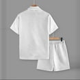 thumbnail image 5 of Handshe Men's Athletic Shorts and Button-Down Shirt Set, Solid Color with Drawstring and Pockets for Sports and Daily Use, 5 of 9