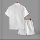 thumbnail image 5 of Ceisia Men's Slim Fit Jacquard 2-Piece Set Short Sleeve Button-Down Shirt with Elastic Waist Drawstring Shorts Gifts, 5 of 9