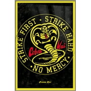 Cobra Kai - Framed TV Poster (Emblem) (Strike First Strike Hard) (24" x 36") (Brushed Champagne Aluminum Frame)
