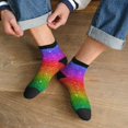 thumbnail image 3 of Fuzoiu Rainbow Glitter Print Adult Socks, Crew Moisture-wicking Socks, Unisex Cushion Crew Socks,Casual Sports Ankle Socks, 3 of 7