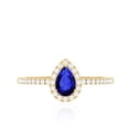 thumbnail image 4 of Rosec Jewels Lab Grown Blue Sapphire Teardrop Engagement Ring with Halo - Blue Sapphire Diamond Ring - AAAA Quality Certified, 18K Yellow Gold, US 6.00, 4 of 8
