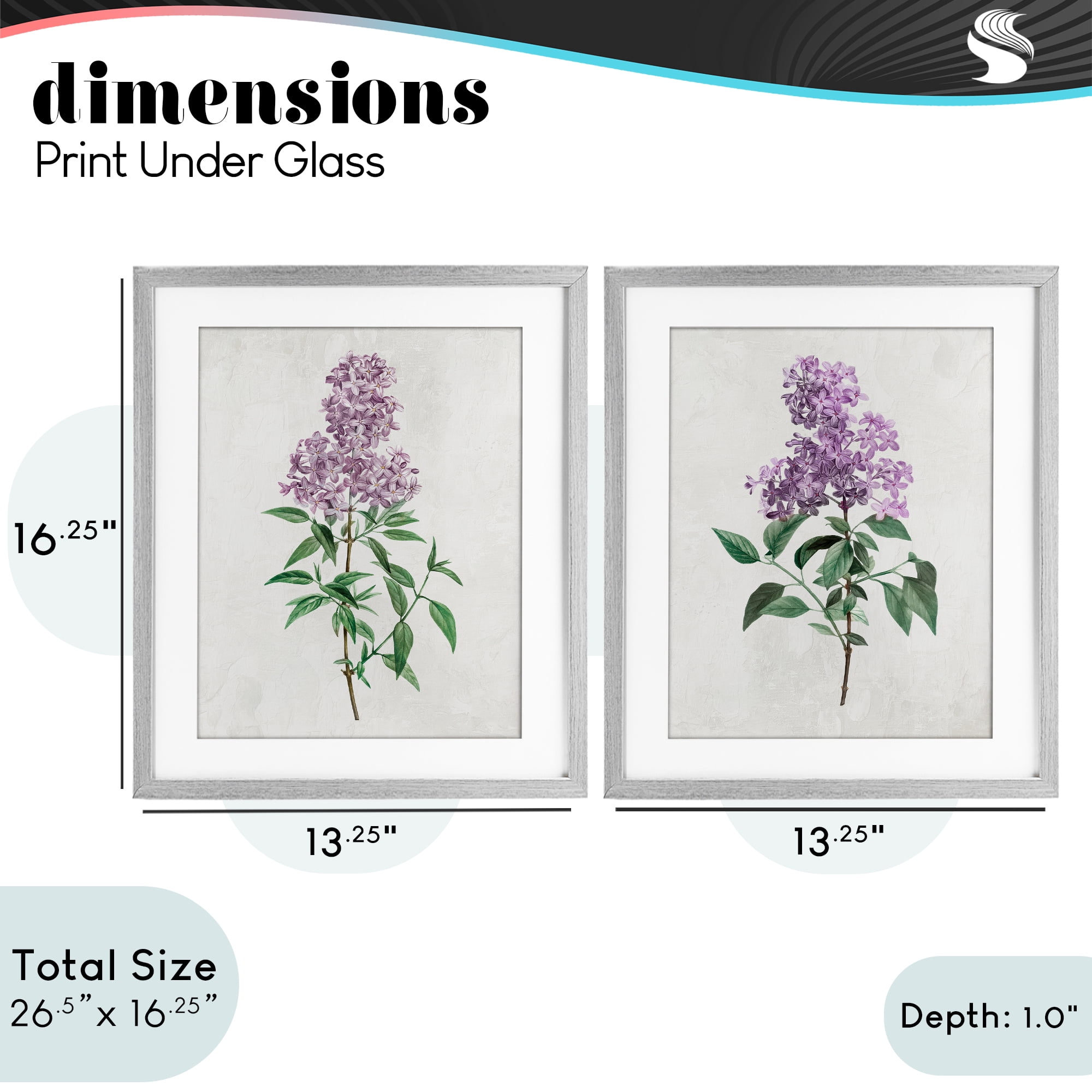 Stupell Industries Herbaceous Lilac Blooms 2 Piece Gray Framed Print Under Glass Set, design by Kim Allen