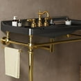 thumbnail image 4 of VICI 36" Wall-Mounted Bathroom Console Sink, Black Ceramic Vanity Basin with 3 Faucet Holes, Stainless Steel Support Legs & Towel Bar, Gold Accents, No Faucet Included for Modern Bathroom Design, 4 of 5