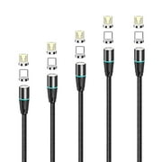 NetDot Gen12 Magnetic Charging Cable [5 Pack Black,1ft/3.3ft/5ft/6.6ft/6.6ft] Data Transfer Compatible with Micro USB &
