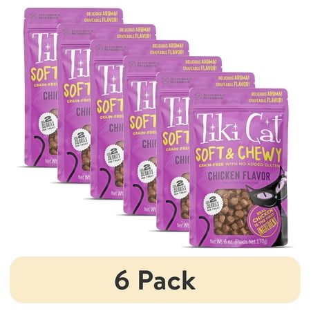 (6 pack) Tiki Cat Soft & Chewy Chicken Flavor Treats 6 oz. Bag