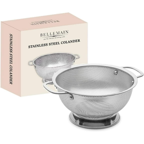 Bellemain Micro-Perforated Stainless Steel Colander, Dishwasher-Safe Pasta Strainer