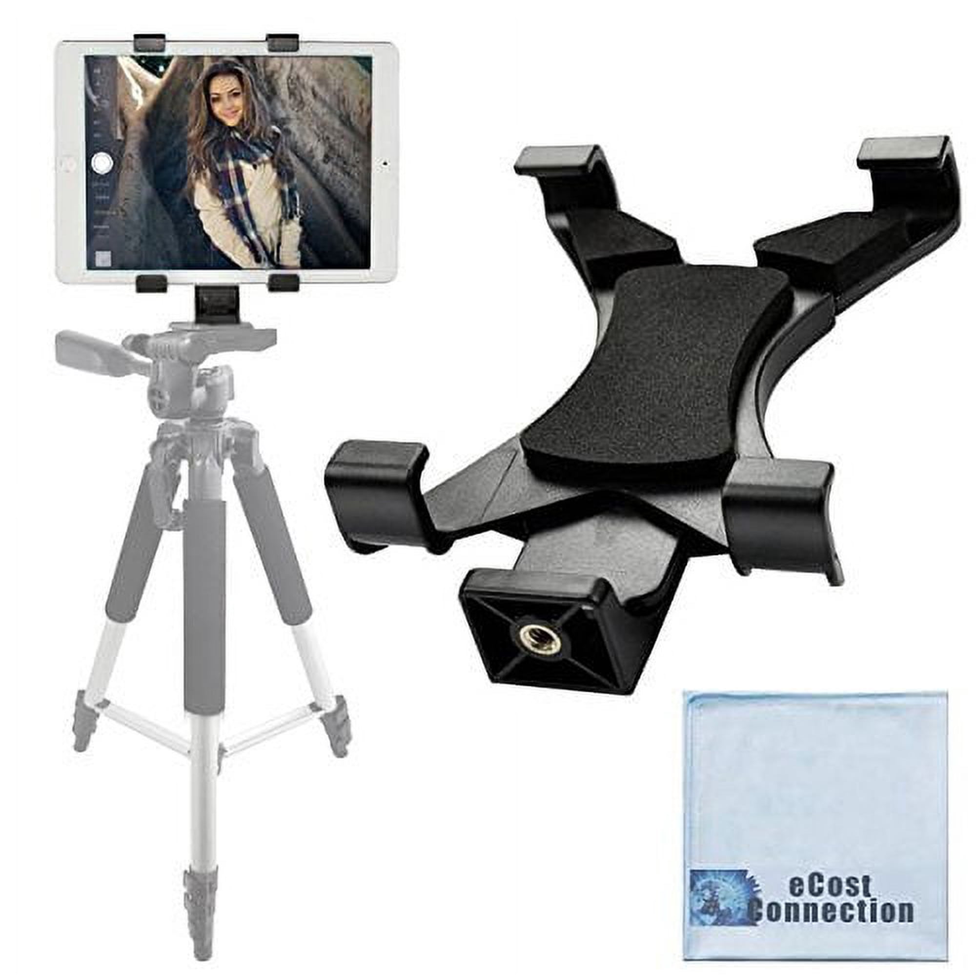 Acuvar Universal Tablet Tripod Holder 1/4'' Thread Adapter Monopod Mount For iPad Tablets For Samsung Galaxy Tab 7~10.1'' Tablet PC + an eCostConnection Microfiber Cloth