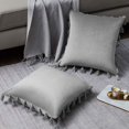 thumbnail image 1 of Pillowcase Home 2-pack Velvet Trim With Fringe Boho Grey, 1 of 5