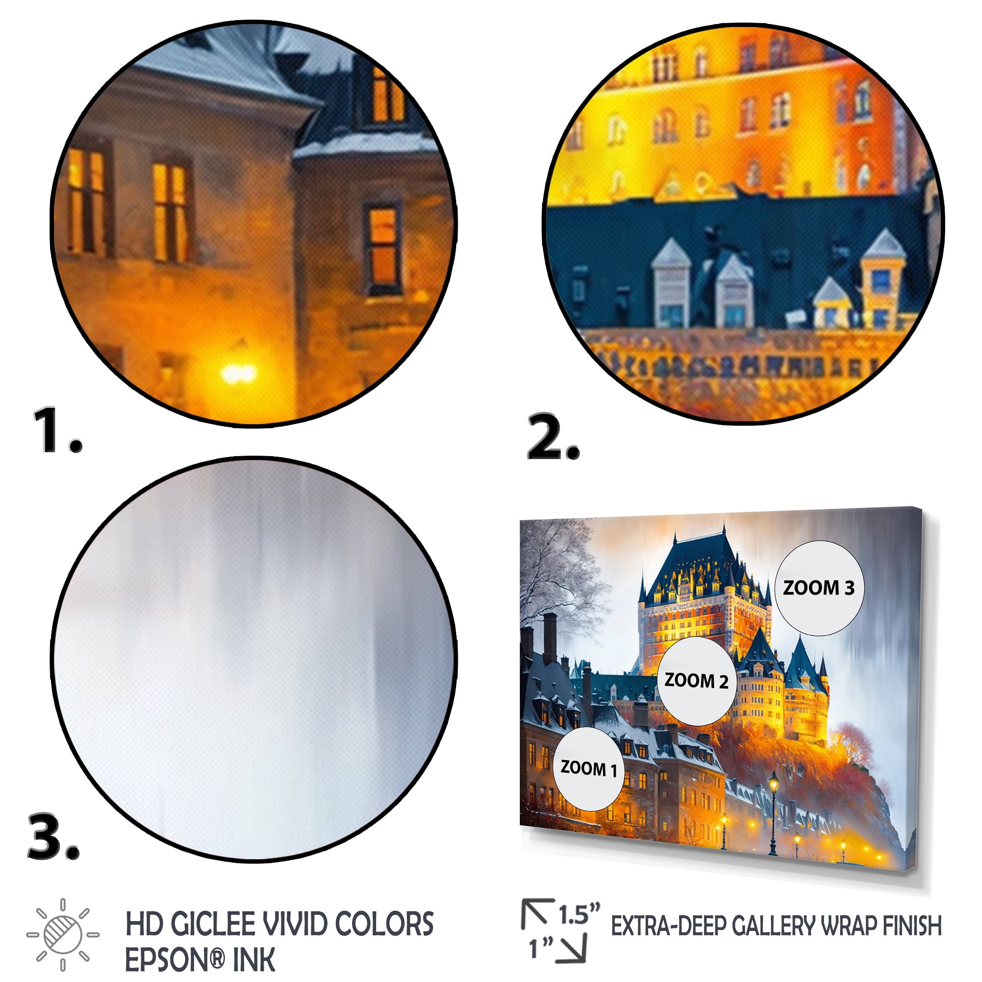 Designart Chateau Frontenac In Winter V Canvas Wall Art