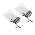 thumbnail image 3 of 1 par de muñequeras de felpa, accesorios para disfraces, plumas sintéticas Steampunk, calentadores de brazos teñidos, muñequera para baile latino, blanco Macarena Puños de muñeca, 3 of 8