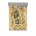 thumbnail image 2 of Ambesonne Retro Fitted Sheet & Pillow Sham Set, Gramophone Rose Petals, Twin, Orange Black, 2 of 3