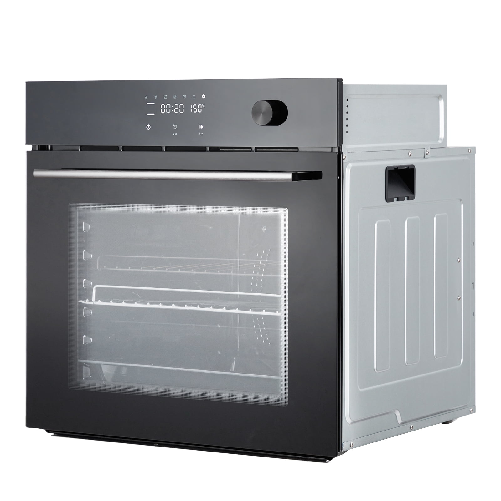 24" Built-In Electric Oven, Stainless Steel Single Wall Oven, 2.5Cu.Ft Convection Oven with Touch Screen and 3-Layer Insulated Glass Door - 240V 3000W Power for Fast Cooking, Black