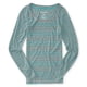 thumbnail image 1 of Aeropostale Womens Striped Ls Graphic T-Shirt, Verde, Small Aeropostale Camiseta gráfica, 1 of 1