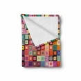 thumbnail image 2 of Modern Soft Flannel Fleece Blanket, Rainbow Like Colorful Design with Geometrical Details Squares with Dots Image Print, Cozy Plush for Indoor and Outdoor Use, 70" x 90", Multicolor, by Ambesonne, 2 of 6