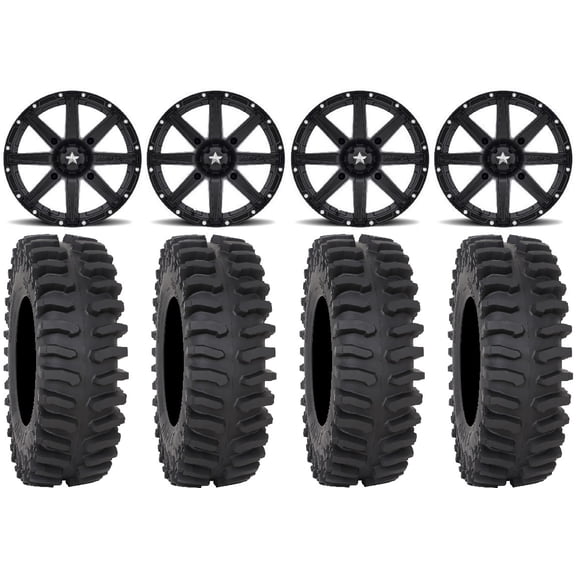 MSA Black Clutch 15" ATV Wheels 35" XT400 Tires Sportsman RZR Ranger