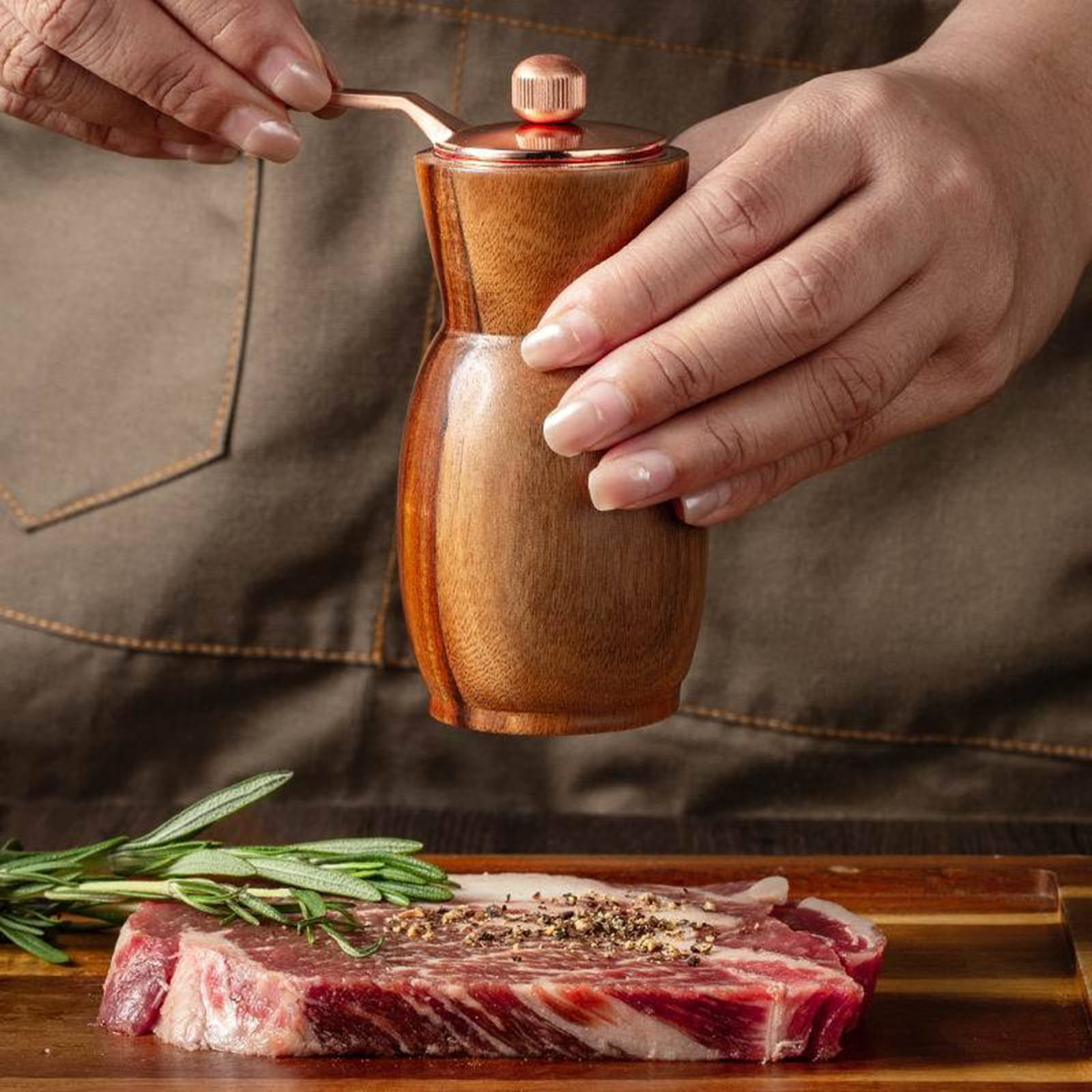 Manual Pepper Grinder, Hand Crank Pepper Mill Adjustable Coarseness, Ceramic Core, Refillable Salt & Pepper Mills, Hand Operated Grinder for Kitchen Cooking BBQ Camping Home Use, 2.2x3.54 inch