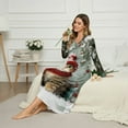 thumbnail image 3 of DISNIMO Christmas Cat Tree Print Women's Nightgown Soft Long Sleeve Sleepwear V Neck Night Gown Full Length Comfy Ladies Sleep Shirt, L, 3 of 8