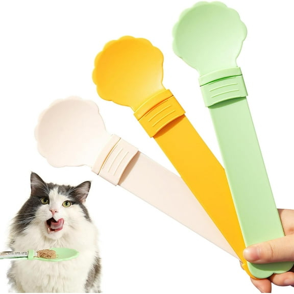 Tyuyuio 3pcs Cat Strip Feeders, Lickable Cat Strip Squeeze Spoon Multifunctional Cat Wet Treat Dispenser Spoon Cute Shell Shape Cat Food Spoon Cat Stick Feeder for Wet Food Cat Pet Supplies(3 Colors)