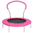 thumbnail image 6 of 36" Kids Trampoline with Handlebar, 220LBS Weight Capacity, Recreational Toddler Trampolines with Metal Springs and Stable Six Legs, Easy Assembly, Round Trampoline for Kids Indoor Outdoor, Pink, 6 of 8