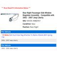 thumbnail image 2 of Rear Right Passenger Side Window Regulator Assembly - Compatible with 2002 - 2007 Jeep Liberty 2003 2004 2005 2006, 2 of 2